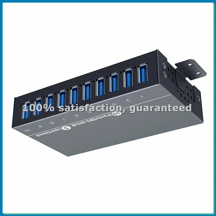 Metal 10 Port USB3.0 High Speed Data Sync Hub Fast Charger Splitter with 12V5A Power Adapter for Phone Tablet EU Plug-A51M