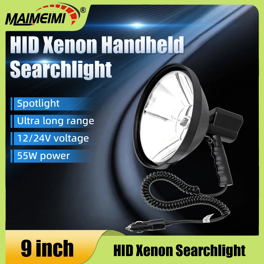 

9 inch Searchlight Waterproof Hunting Light Long Range Flashlight Portable Spotlight Emergency Camping Light Rechargeable