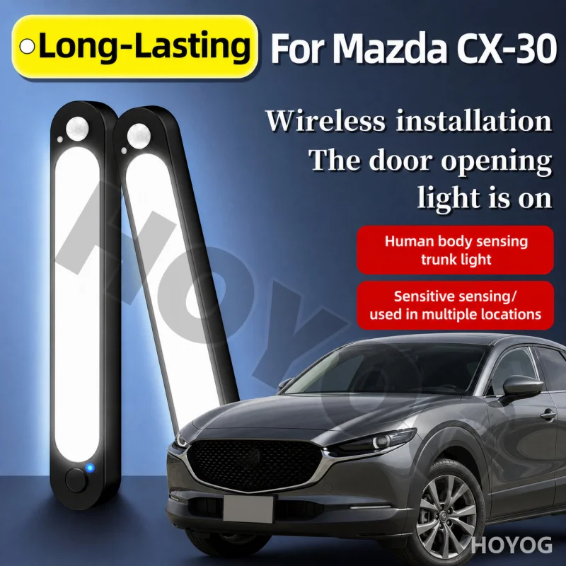 For Mazda CX-30 2019-2026 Car Trunk Light LED Lamp Motion Sensor Magnetic USB Rechargeable Boot Cargo Light Compact SUV Cabin
