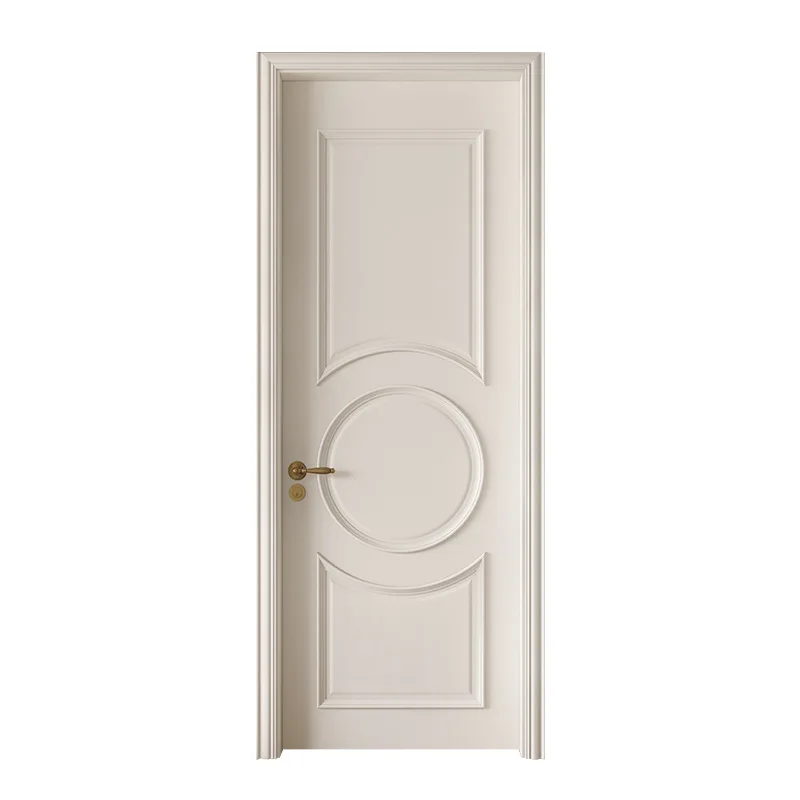 

Interior door Bedroom set door French white solid wood composite paint ecological wood door