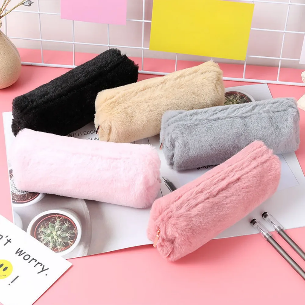 Cute fashion Plush Zipper Pencil Bag School Office Supplies Stationery Pouch Purse Storage Cute Makeup Bags Pencil Box