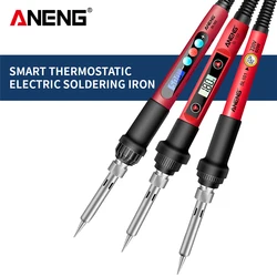 60W Electric Soldering Irons LCD Digital Display Temperature Adjustable Welding Tools Ceramic Heater 110V 220V Rework Repair Set