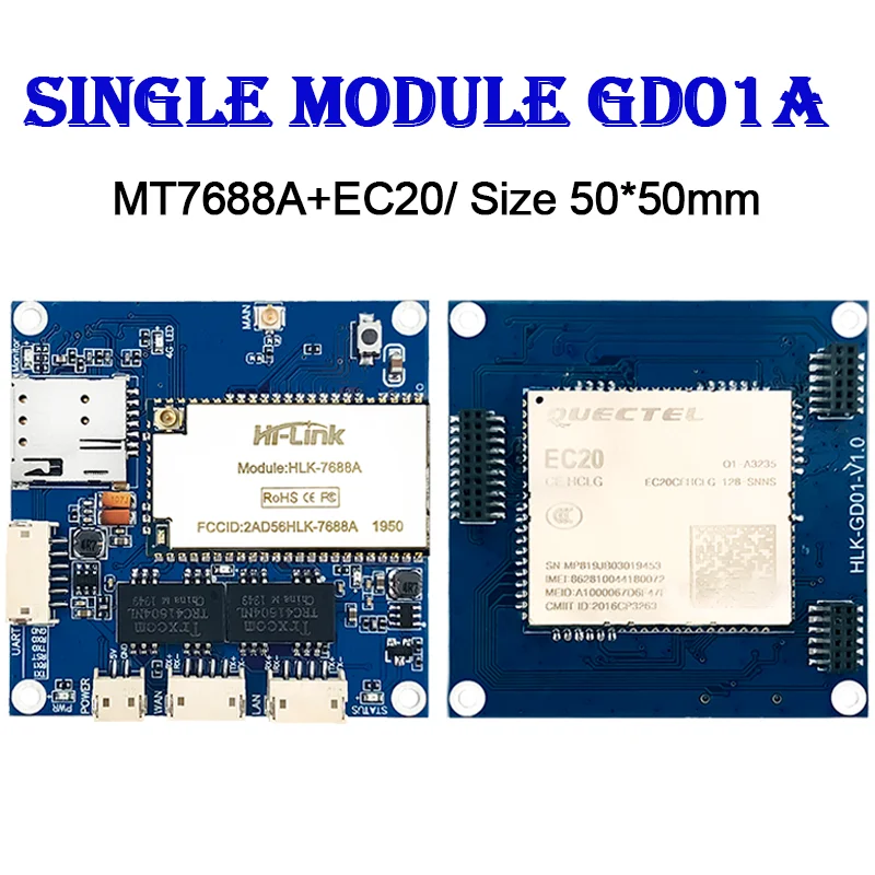 

MT7688A/7628N+EC20/EC200A Модуль Wi-Fi-маршрутизатора LTE GD01A