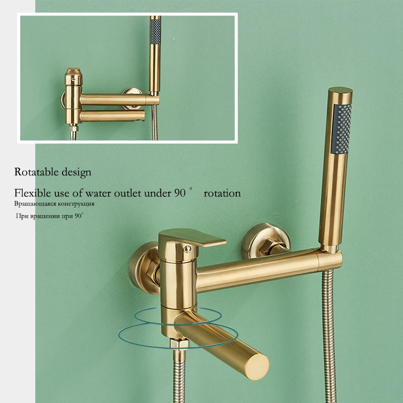 Wanmivezlo Full Shower Set for Bathroom Bathtub Faucet With Swivel Tub Spout Brass Wall Mounted Bathroom Shower Mixer Tap