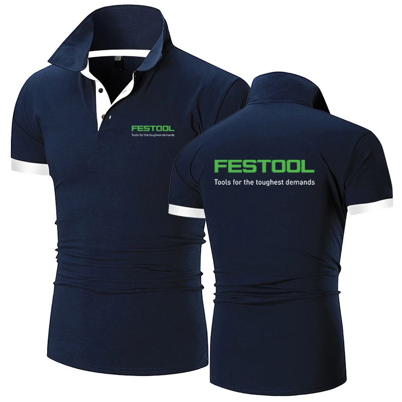 Festool 2025 Summer New Men's Short Sleeve Polo Shirt New Type Street Casual Loose Fashion Versatile Lapel Collar Top