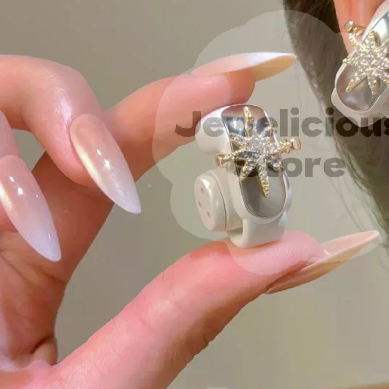 1 Pair Bling Rhinestone Earphone Ear Buckle Anti-Drop Ear Clip Decor Lightweight for Wireless Earbuds Daily Use