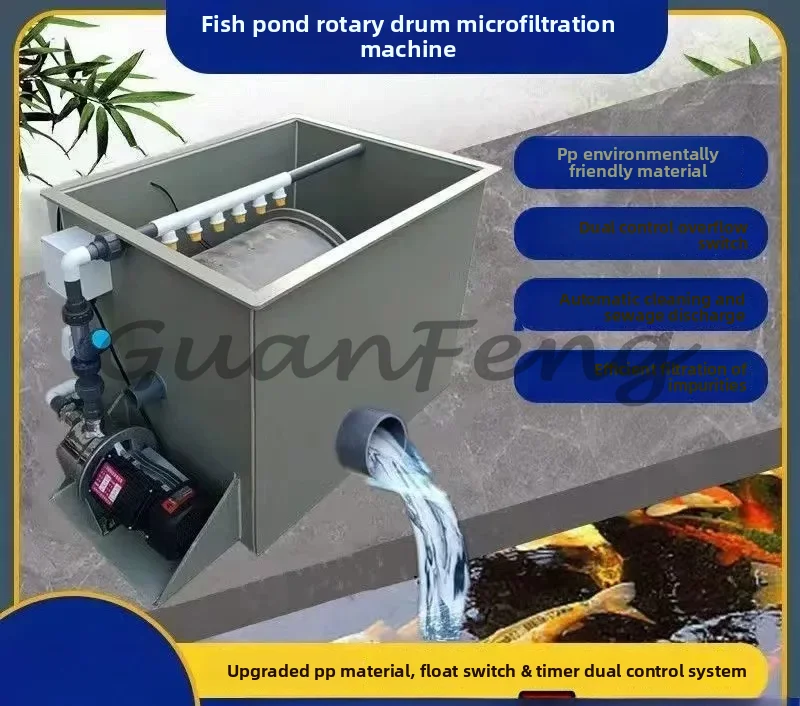 20 Ton Good Drum Micro Filter Fish Pond Drum Machine Filter Aquaculture Automatic Backwashing Koi Pond Water Circulation System