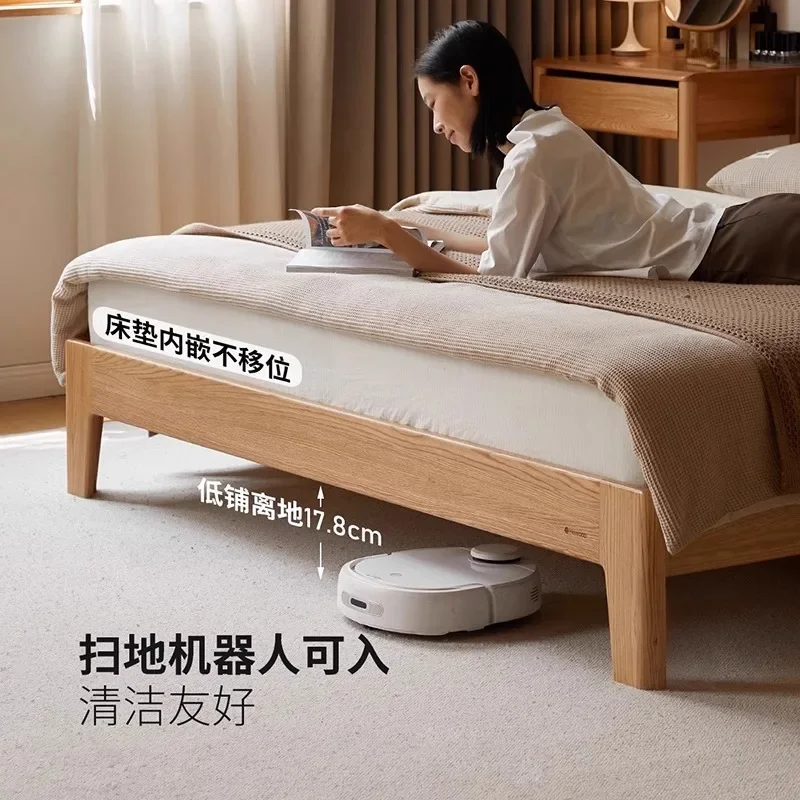 All solid wood bed household 18 double bed, master bedroom 5 rubber wood simple pure solid wood bed board, small apartment