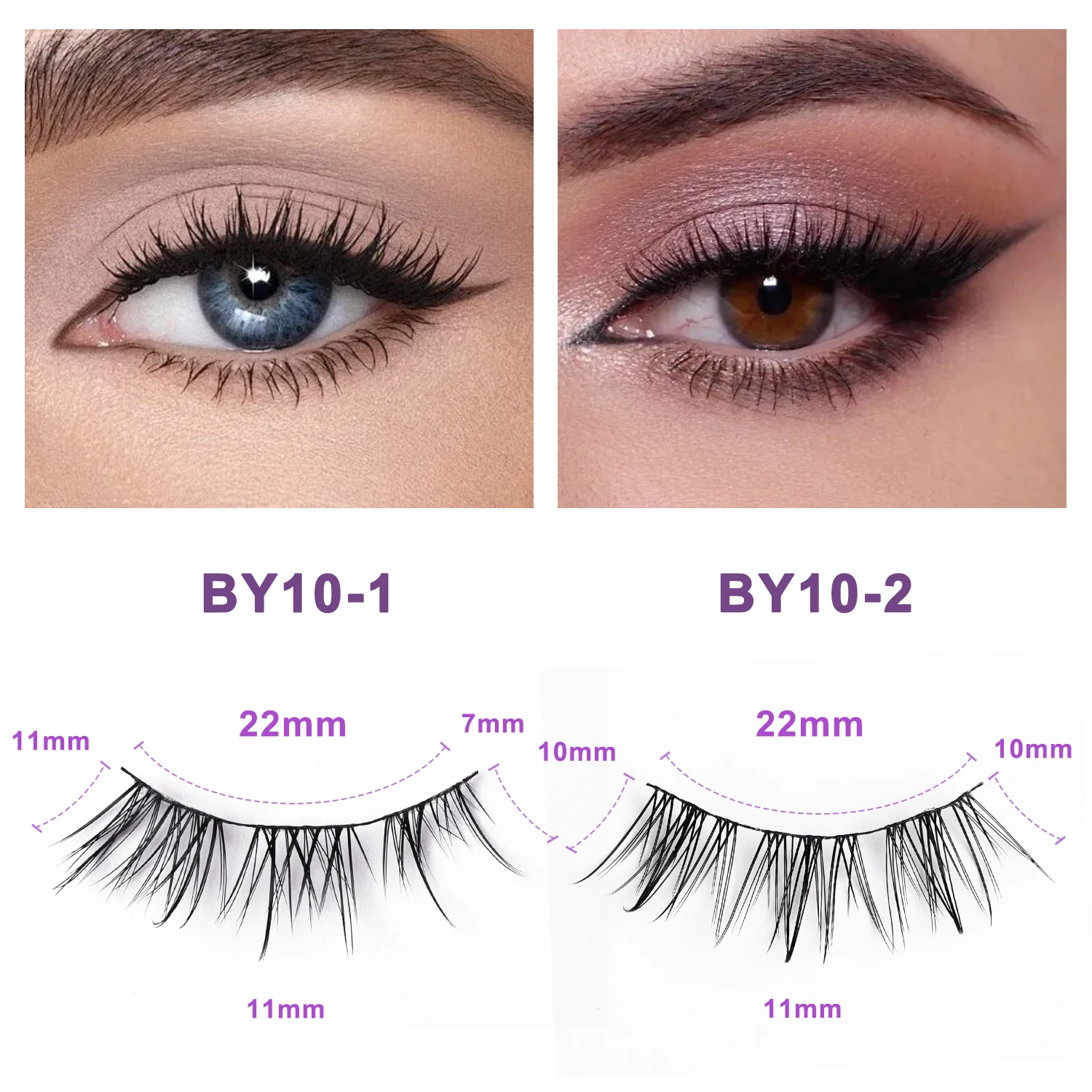 Conjunto de 5 peças de meninas fofas com efeito de camada dupla 3D de cabelos pretos com cílios com efeito delineador natural e grosso