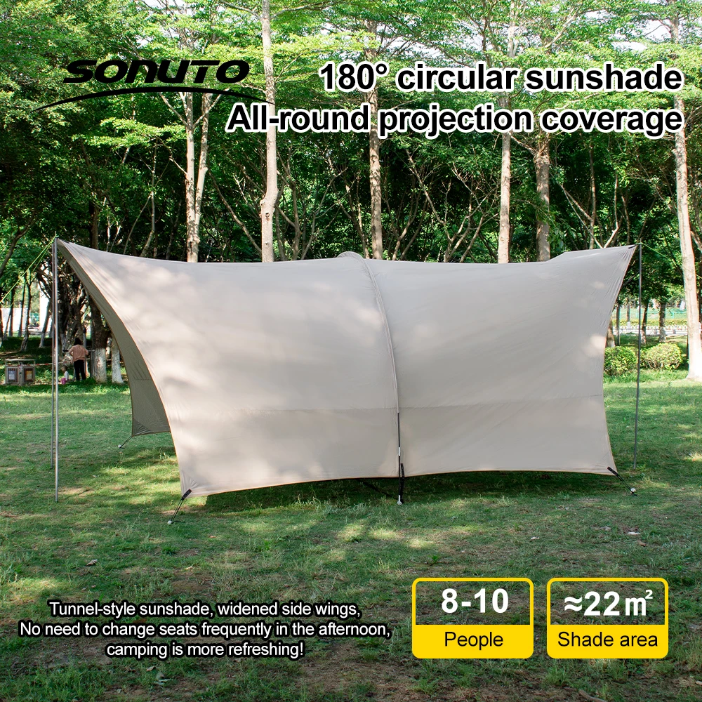 UPF50+ Lycra Beach Tent, Portable Sunshade Canopy with Sandbag Anchors, Windproof Outdoor Shelter for Camping, Fishing & Picnic image 3