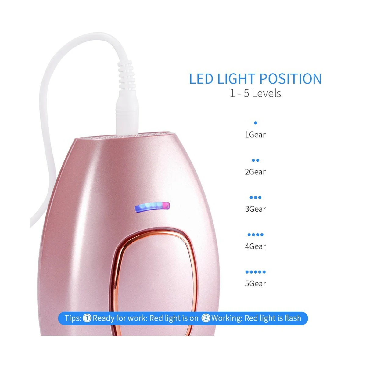 痛みのない電気レーザー脱毛,電気脱毛機,ピンク,EUプラグ,5レベル