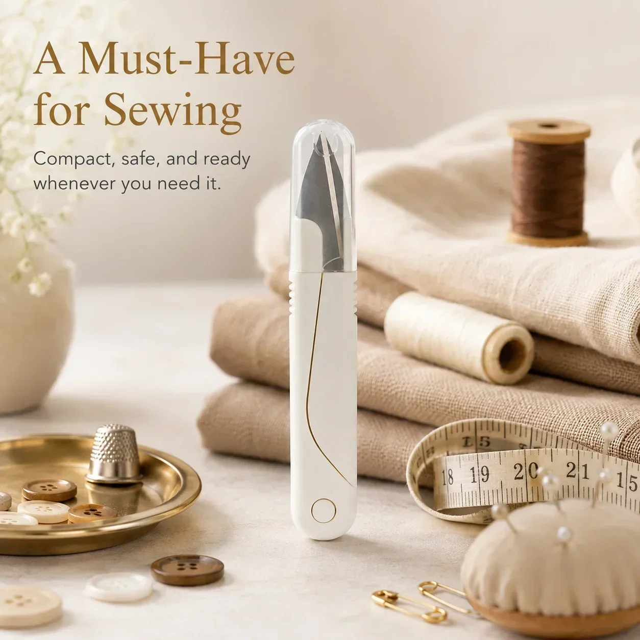 U Shape Thread Snips, Stainless Steel Sewing Scissors for Embroidery and Cross Stitch, Portable with Cap