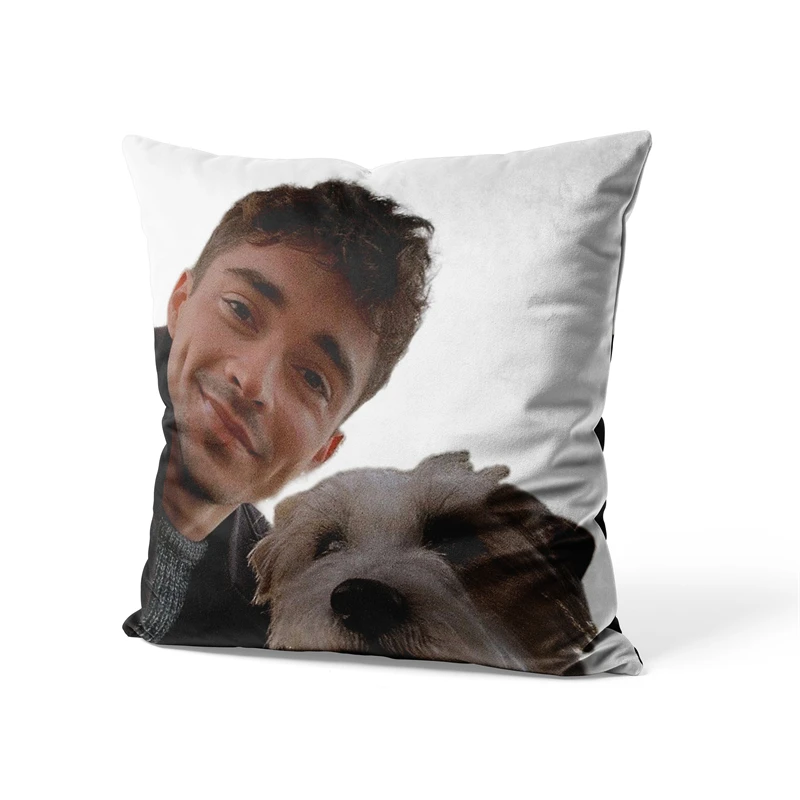 Aertemisi 18'' x 18'' Charles Leclerc and Dog Selfie Square Throw Pillow Cushion Covers Cases Pillowcases for Sofa 45cm x 45cm