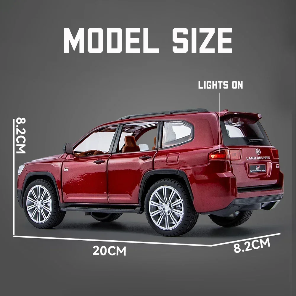 รถโมเดลแลนด์ครุยเซอร์ LC300 GR อัลลอยด์ ขนาด 1:24 ของเล่นรถจำลองเสียงและไฟ คุณภาพสูง สำหรับเด็ก ของสะสม