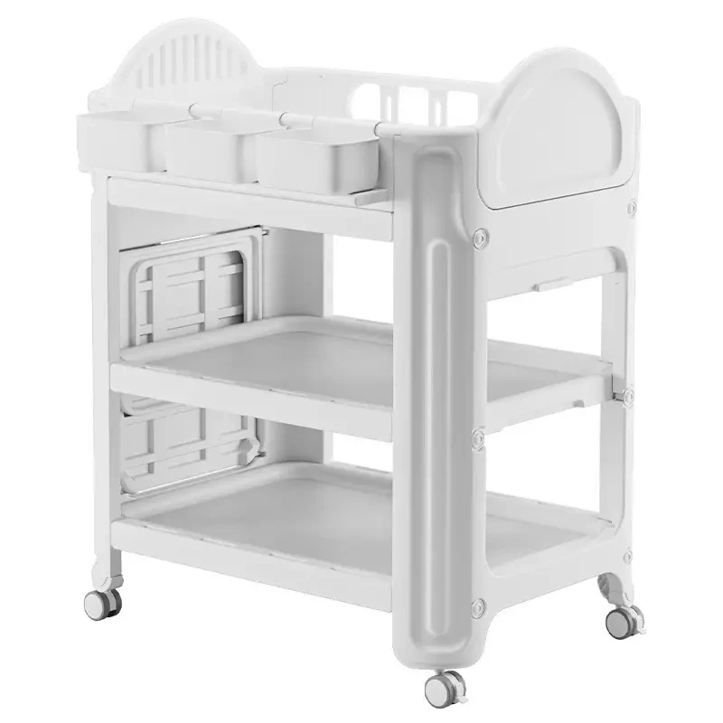 

2 in 1 Removable Baby Diaper Changing Table & Bath Table Storage Function Infant Care Cribs With Wheels