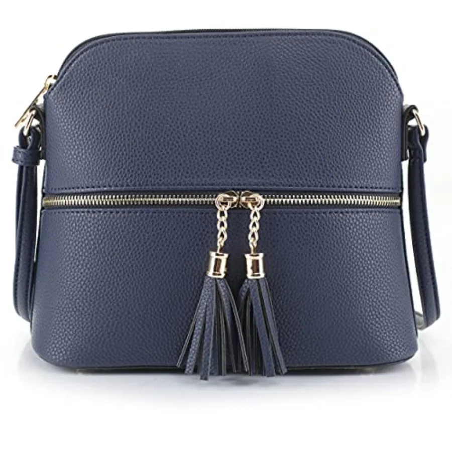 

SG SUGU Lunar Lightweight Medium Dome Crossbody Bag Shoulder Bag with Tassel Zipper Pocket Adjustable Strap