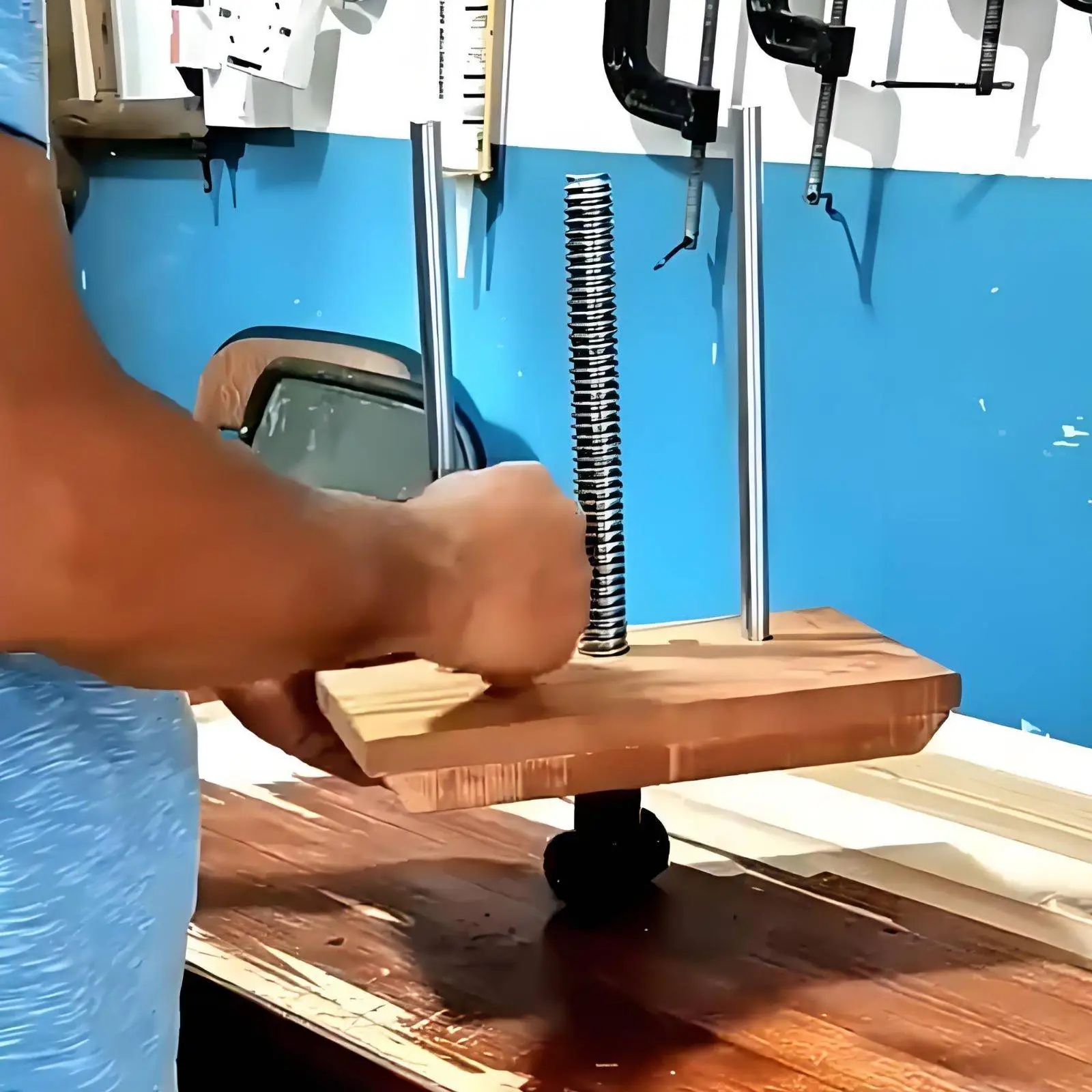 Cast Iron Workbench Front Vise Double Screw Woodworker Clamp for Garage Studio DIY Bench Mounting Tool