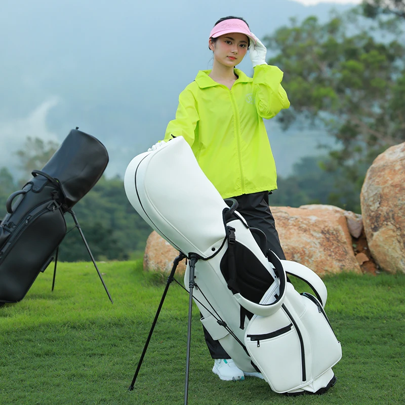 2025 new golf standing bag and standing lightweight golf bag men's multi-functional PU leather golf rack bag