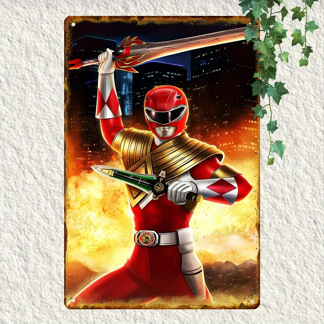 Room Decor  Power Ranger Inspired Vintage Metal Tin Sign, Aluminum Wall Art, Waterproof and Dustproof, for Home, Bar, Cafe
