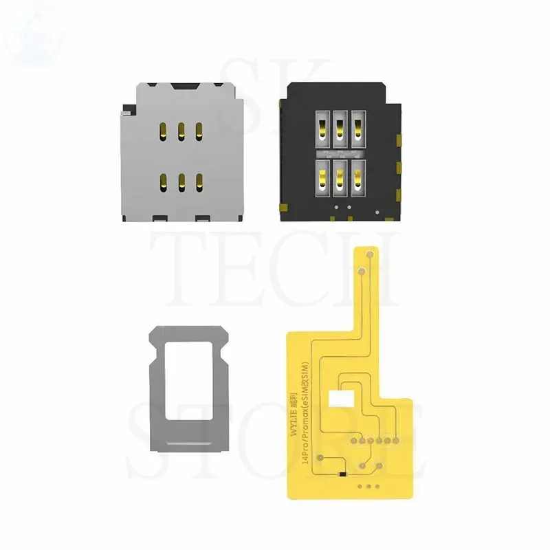 WYLIE Parts Esim Adapter For iPhone  14P/14PM/15/15 Plus US Version SIM Card Reader Flex Cable Slot Tray Holder Module Repair