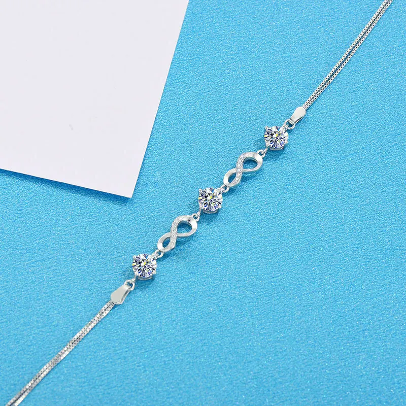 JH 1.5CT 925 فضة سوار للنساء الرجال 18K مطلية بالذهب سلسلة سوار الزركون D VVS1 غرامة مجوهرات مختبر الماس