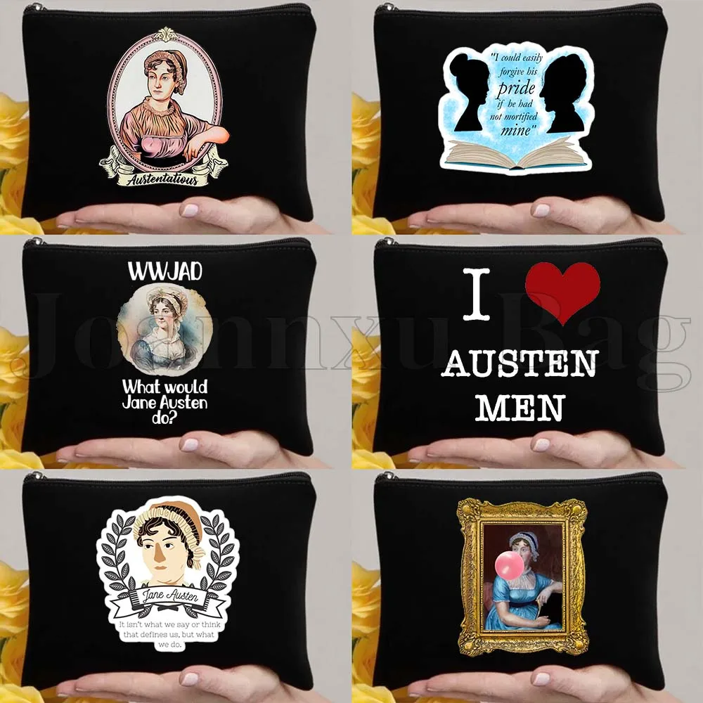 

Books Lover Jane Austen Pride Floral Book Stack Novels Library Quotes Fan Gift Cosmetic Bags Makeup Toilet Bag Pencil Case Pouch