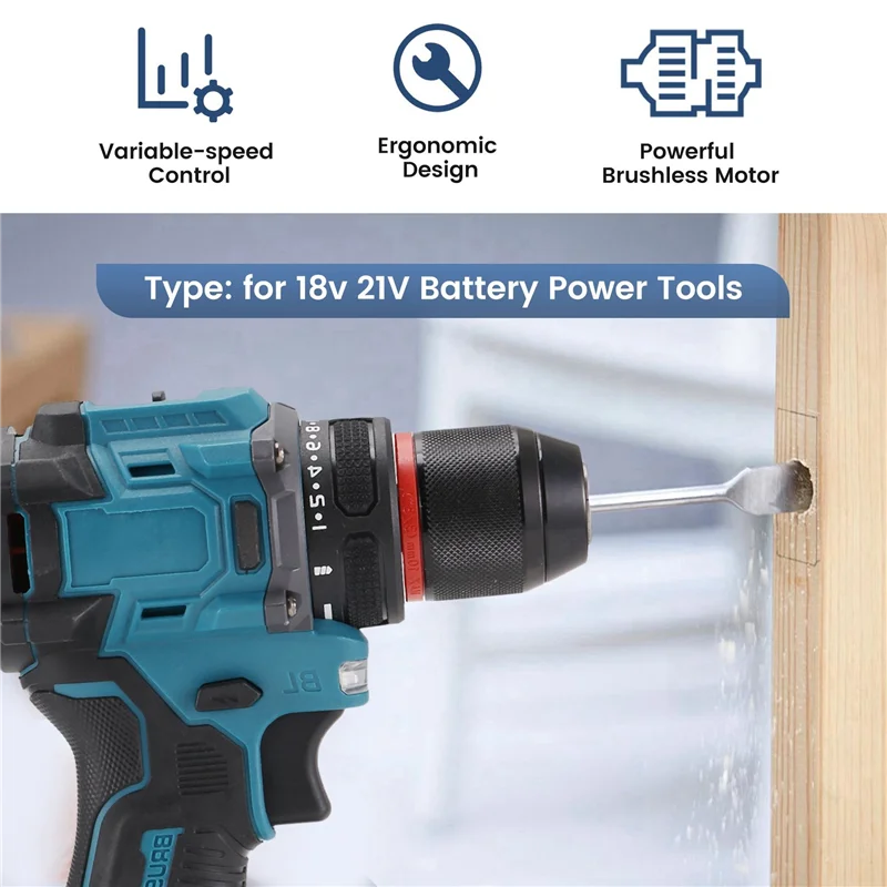 VELIF-Electric Drill 3/8Inch 90Nm Cordless Electric Drill Brushless Hand Screwdriver For 18V 21V Battery Power Tools