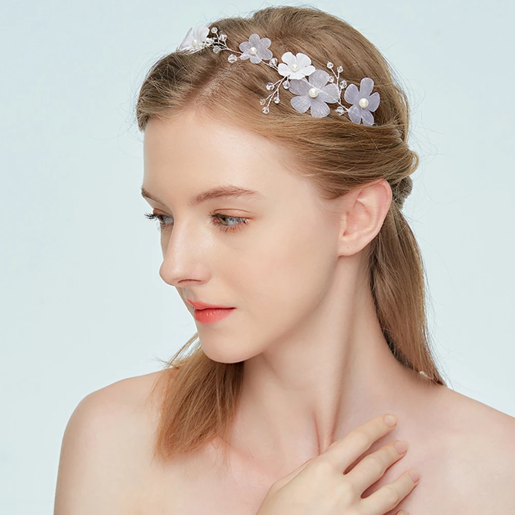

Bridal Pearl Hairband Flower Headpiece Hair Band for Wedding Bride Hair Accessories Charming Headwear Hairband for Wedding