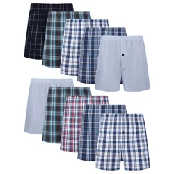 10 pcs Jupitersecret Men's Boxer Shorts - Comfortable Elastic Waistband Colored Check Baggy Shorts Mens Underwear