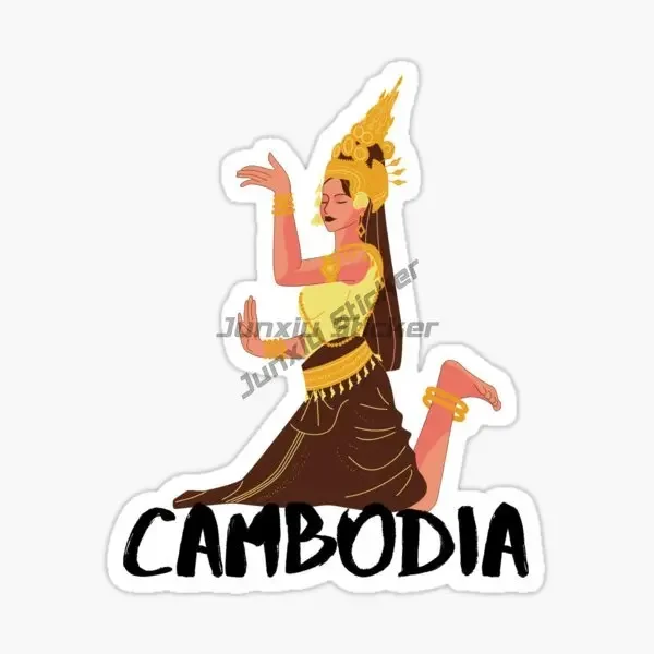 علم كمبوديا ملصق إبداعي لتزيين الثلاجة جدار نافذة السيارة شاحنة فان التخييم الوفير دراجة نارية صائق