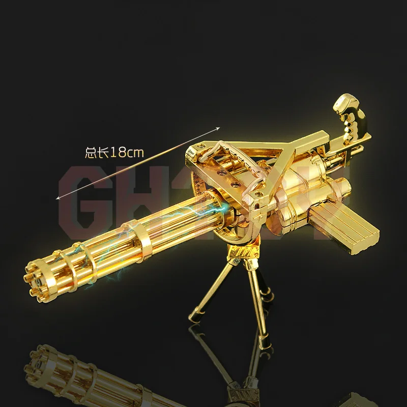 

18cm/7.08in Game For Peace Rotatable M134 Gatling Machine Gun Game Peripherals Golden Grimm Toy Guns Metal Weapon Model Boy Toy