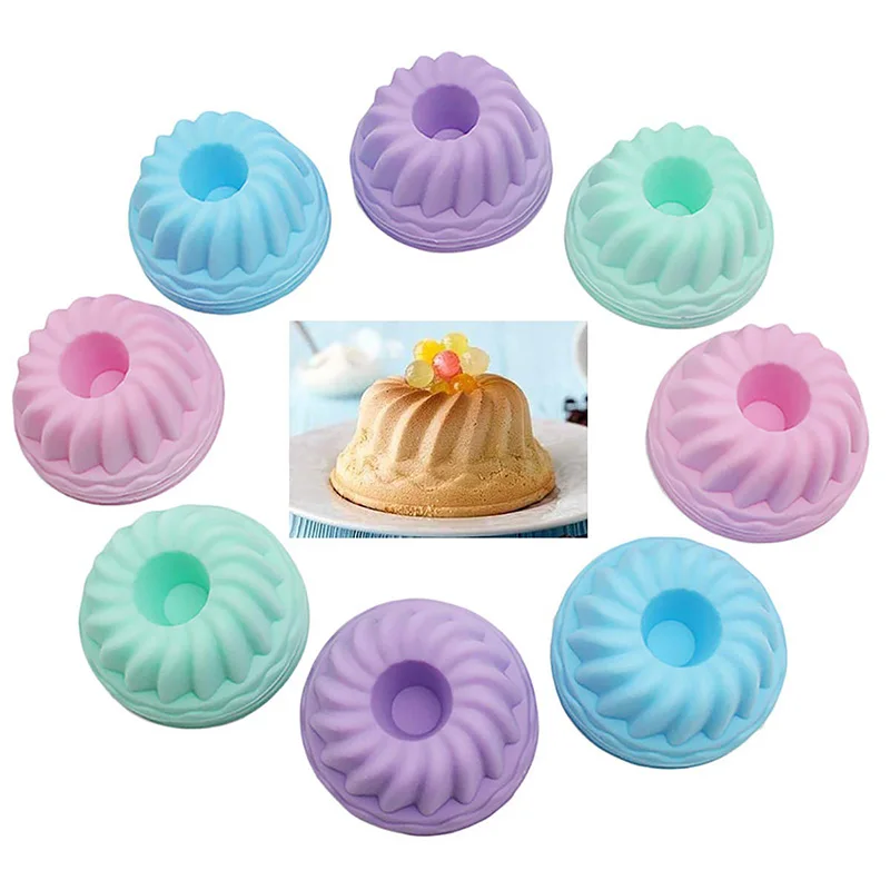 12Pcs Silicone Donut Pan for Baking Nonstick Doughnut Muffin Pumpkin Cup Cupcake Molds Pan Mini Fluted Tube Silicone Baking Mold