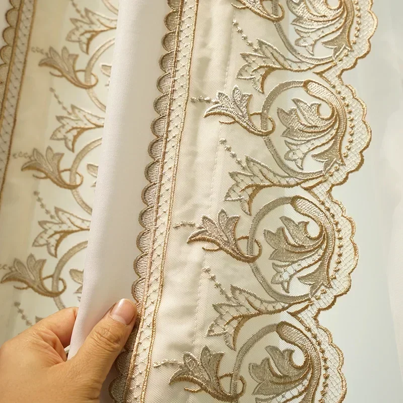 Embroidered Luxury White Tulle High Quality White Sheer Curtains for Living Dining Room Bedroom Side Lace Yarn Customize Decor