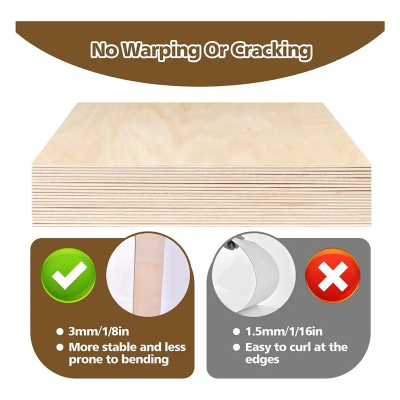 AB11-12 X 12 Inch - 3Mm Basswood Sheets Plywood Sheets, 16Pcs Square Unfinished Wood Board For DIY Crafts, Laser Cutting