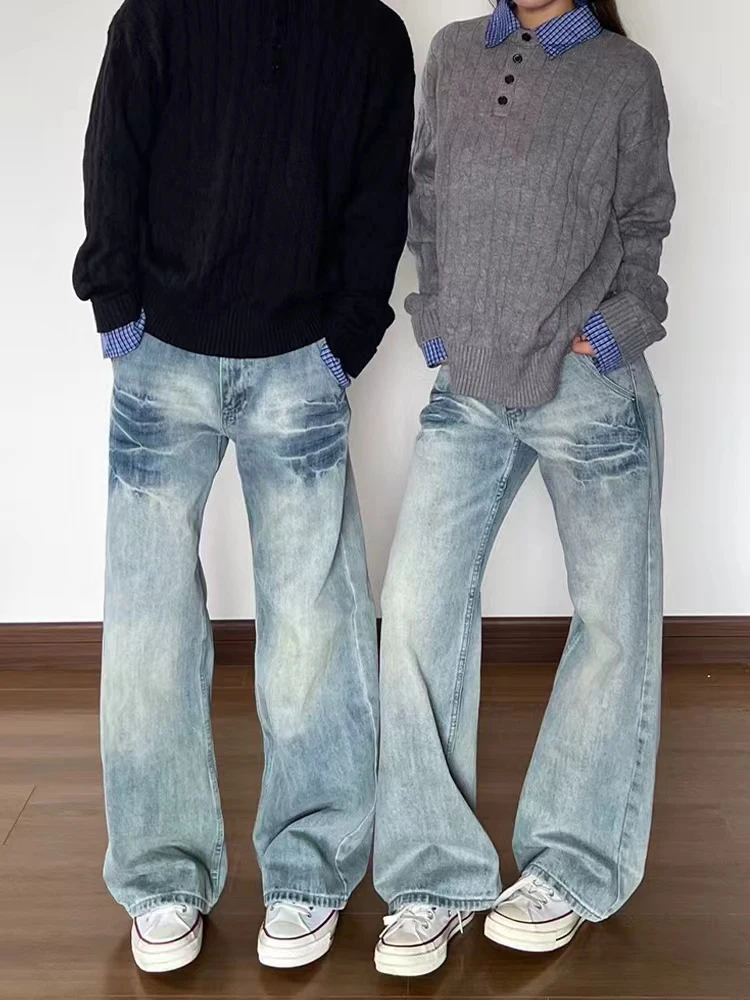 

Lightning Cra Pattern Men's Jeans Straight Leg Micro Flared Pants American High Street Sle Autumn Wear Youth Faion