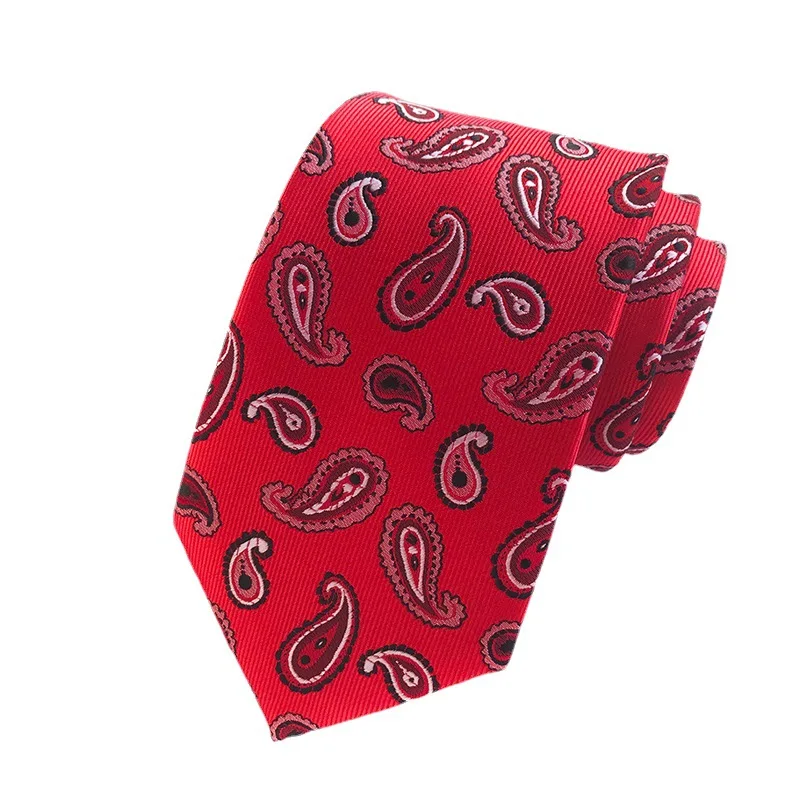 8CM Hot Sale New Fashion Paisley Cashew Floral Polyester Jacquard Tie Formal Business Wedding Neckties Gifts