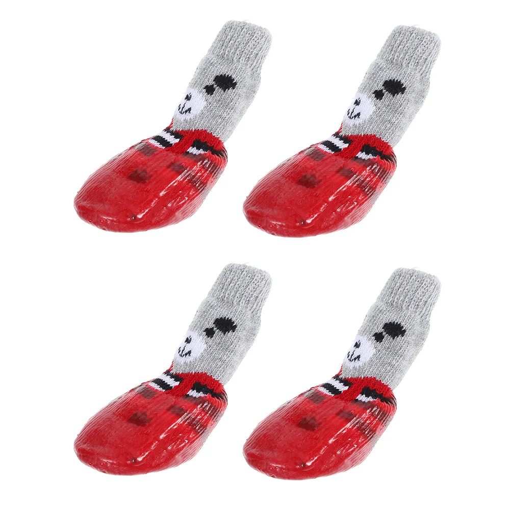 

4Pcs Pet Shoes Socks for Dogs Waterproof Non Slip Cotton Socks Small Dog Footwear Cute Cartoon Pattern Washable Reusable Paw