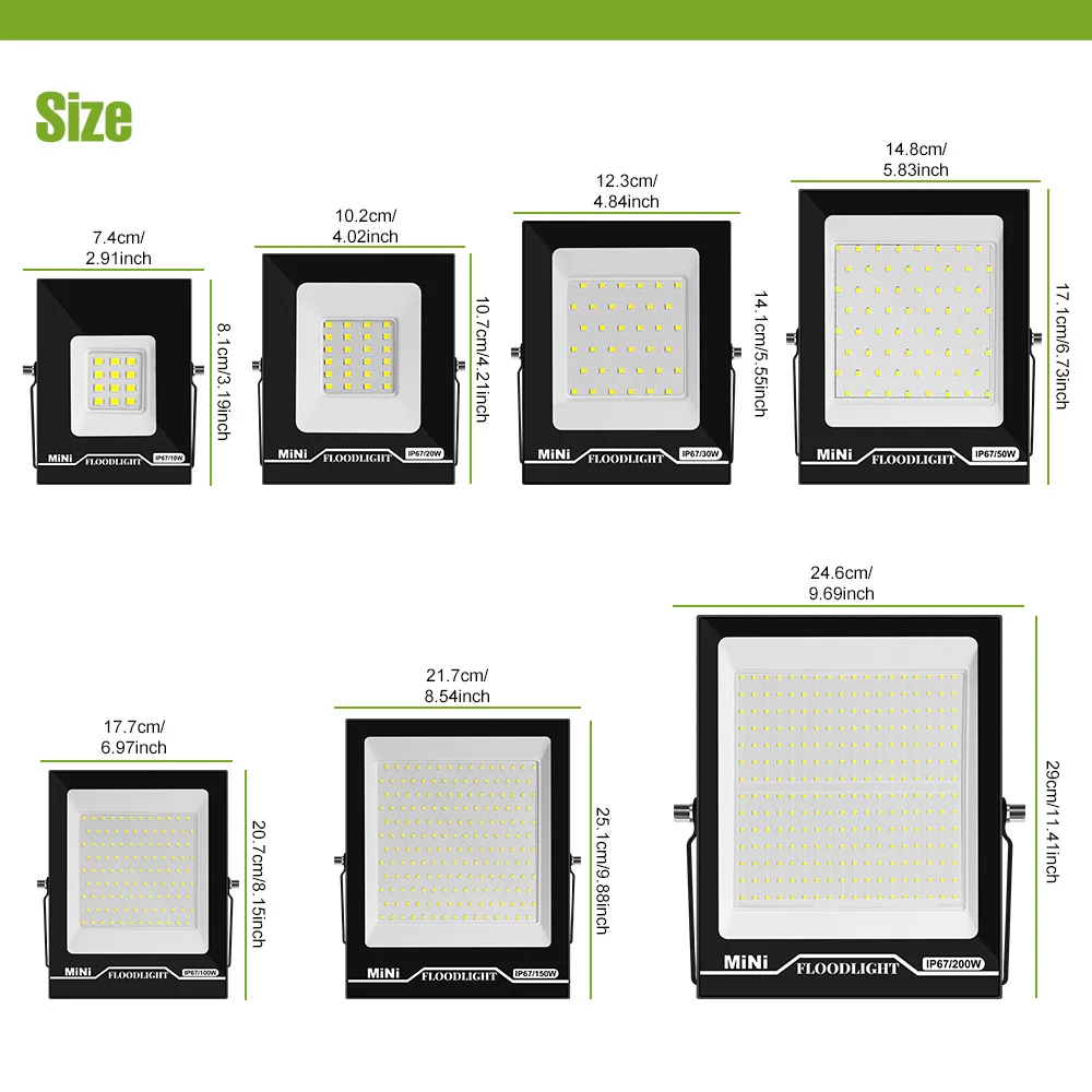 220V LED Floodlight Reflector Spotlights IP67 Waterproof Outdoor Garden Exterior Wall Street Lamp 10W 20W 30W 50W 100W 150W 200W