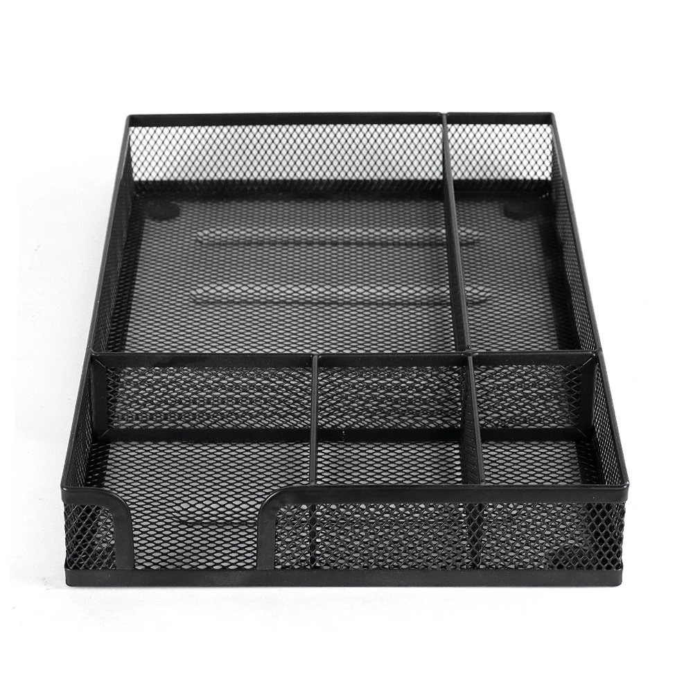 Metal Iron Storage Box Document Tray Multi Compartment Stationery Storage Tray A5 Document Storage Box Office Desk Organizer