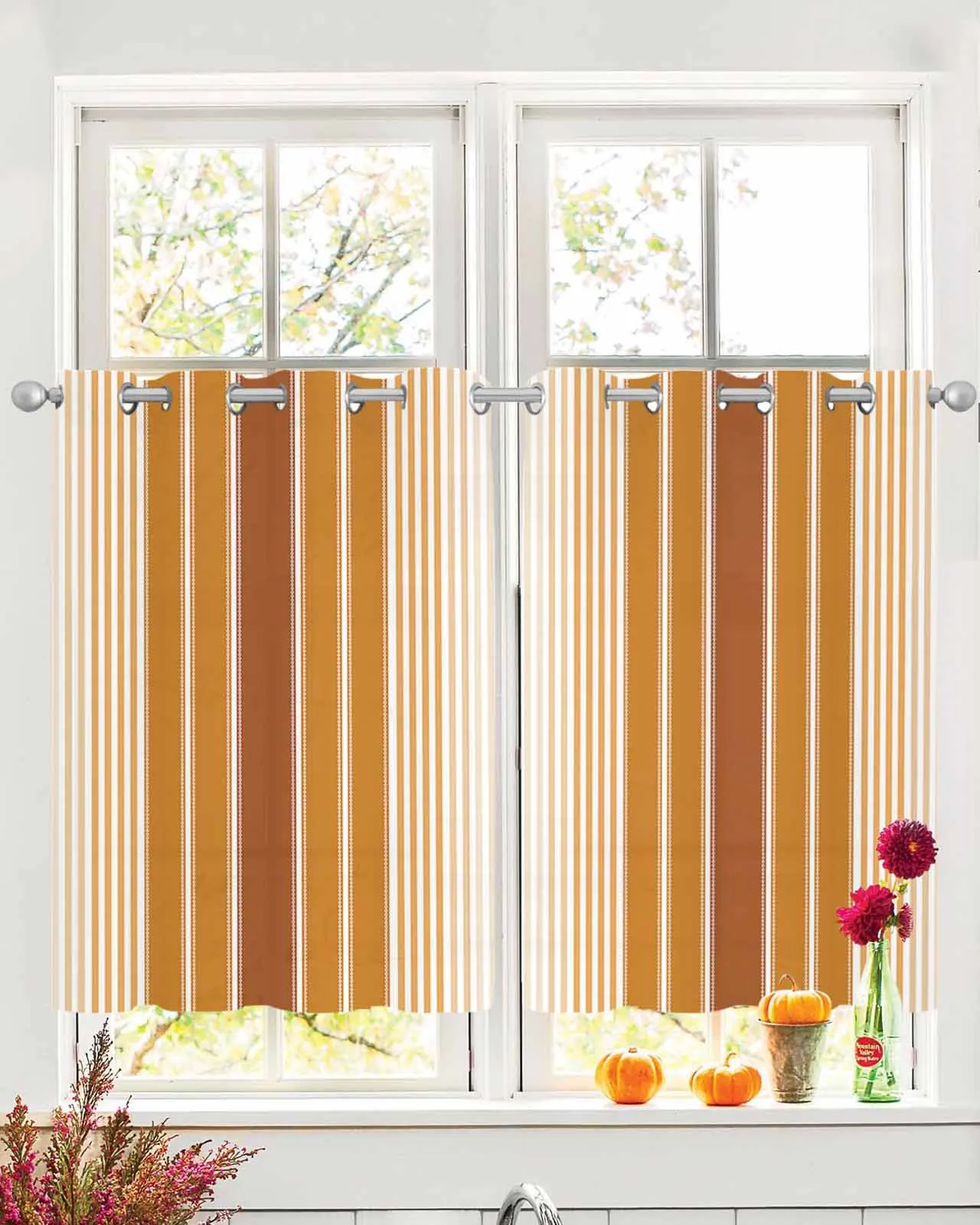 

Минималистичные тюлевые шторы в оранжевую полоску для украшения гостиной, прозрачные прозрачные шторы для спальни, кухни, вуаль, шифоновые шторы