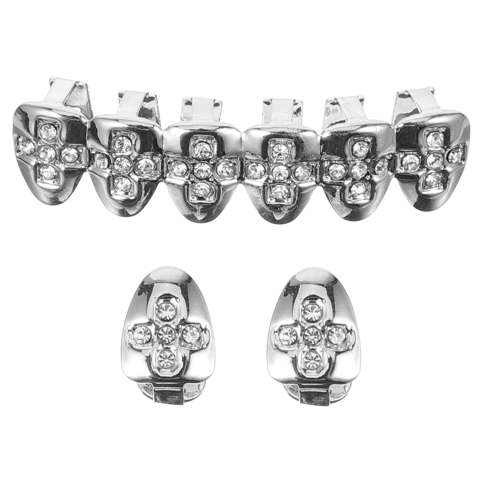 Gold Braces Decorative Teeth Hip Hop Single Mouth Grill Brackets Silver Cosplay Props for Men and Women