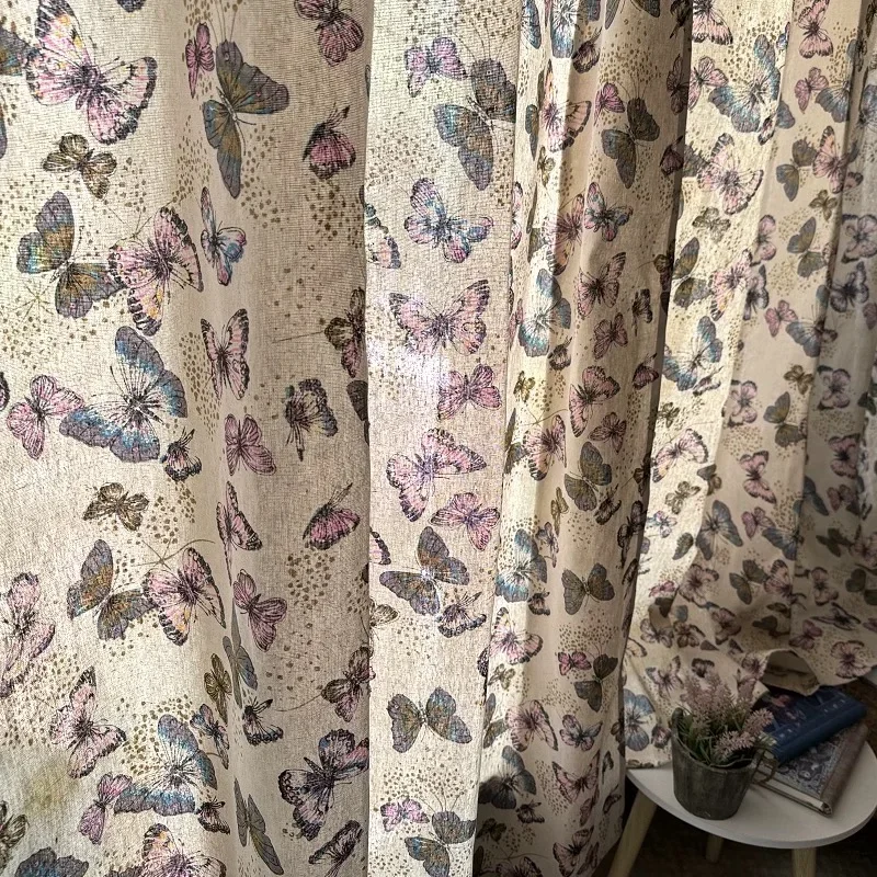 Countryside Style Window Curtains for Living Room Bedroom Drapes Decorative Items Dust Kitchen Cafe Door New Design Butterfly