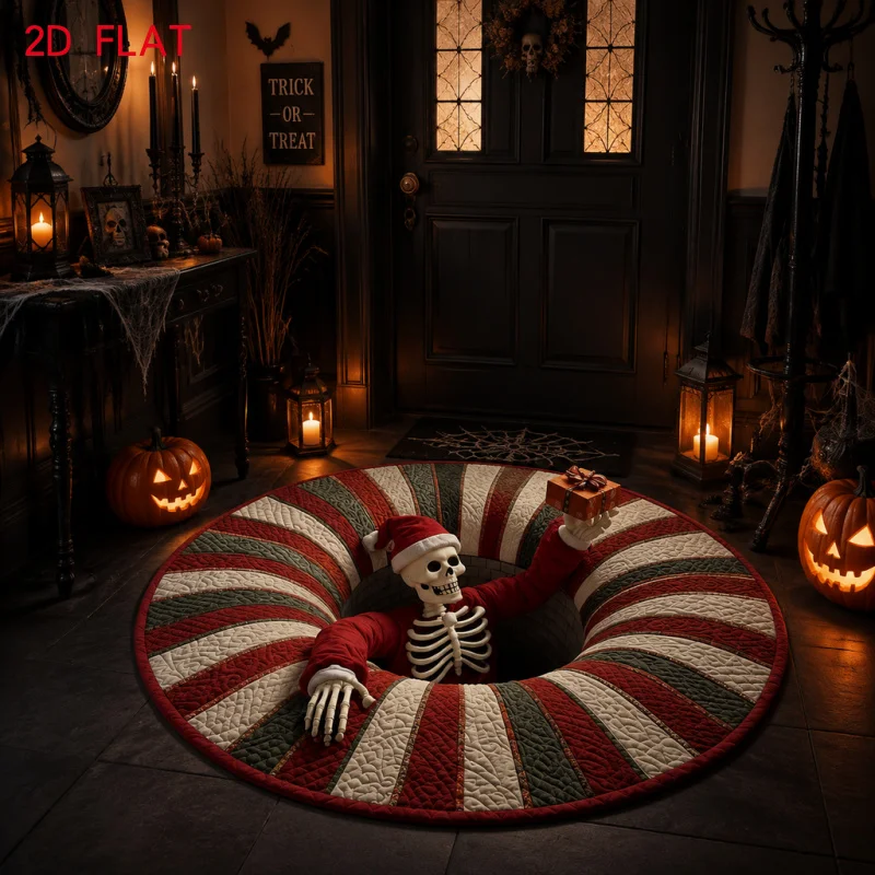3D Ghost Abyss Halloween Round Rug Living Room Round Carpet Bedroom Round Mat Vestibule Floor Parlor Corner Apartment Suite