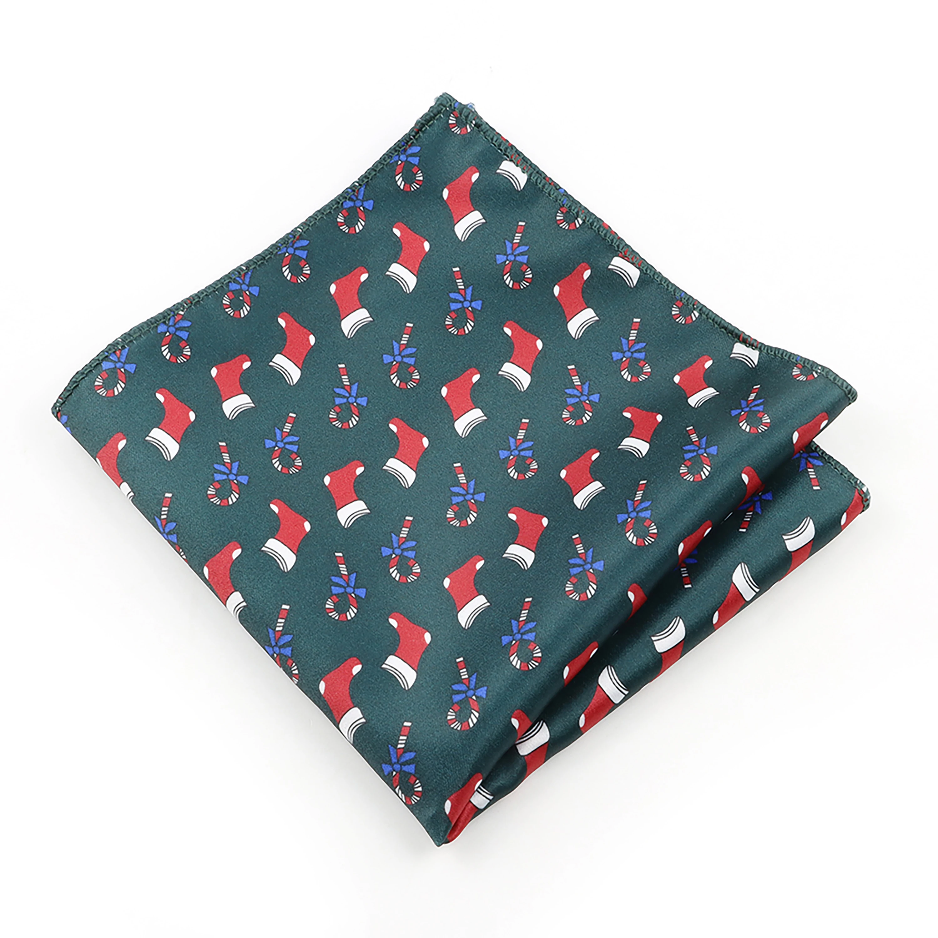 9 قطعة منديل عيد الميلاد للرجال الحرير اللمس البوليستر لينة أحمر أخضر أزرق الأيائل شجرة عيد الميلاد سانتا ندفة الثلج جيب مربع #5