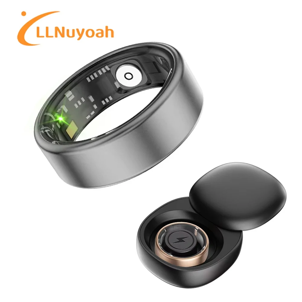 llNuyoah Smart Ring SR06 2024 New with Charging for Men Women Case Heart Rate Blood Oxygen Monitor IP68 & 5ATM Waterproof Sport