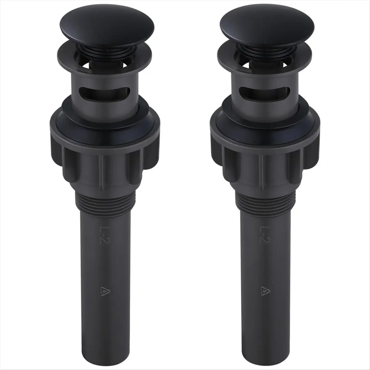 MALL Bathroom Sink Drain with Overflow 2 Pack, Matte Black -Up Drain Stopper Vanity Sink Clicker Drain Stopper