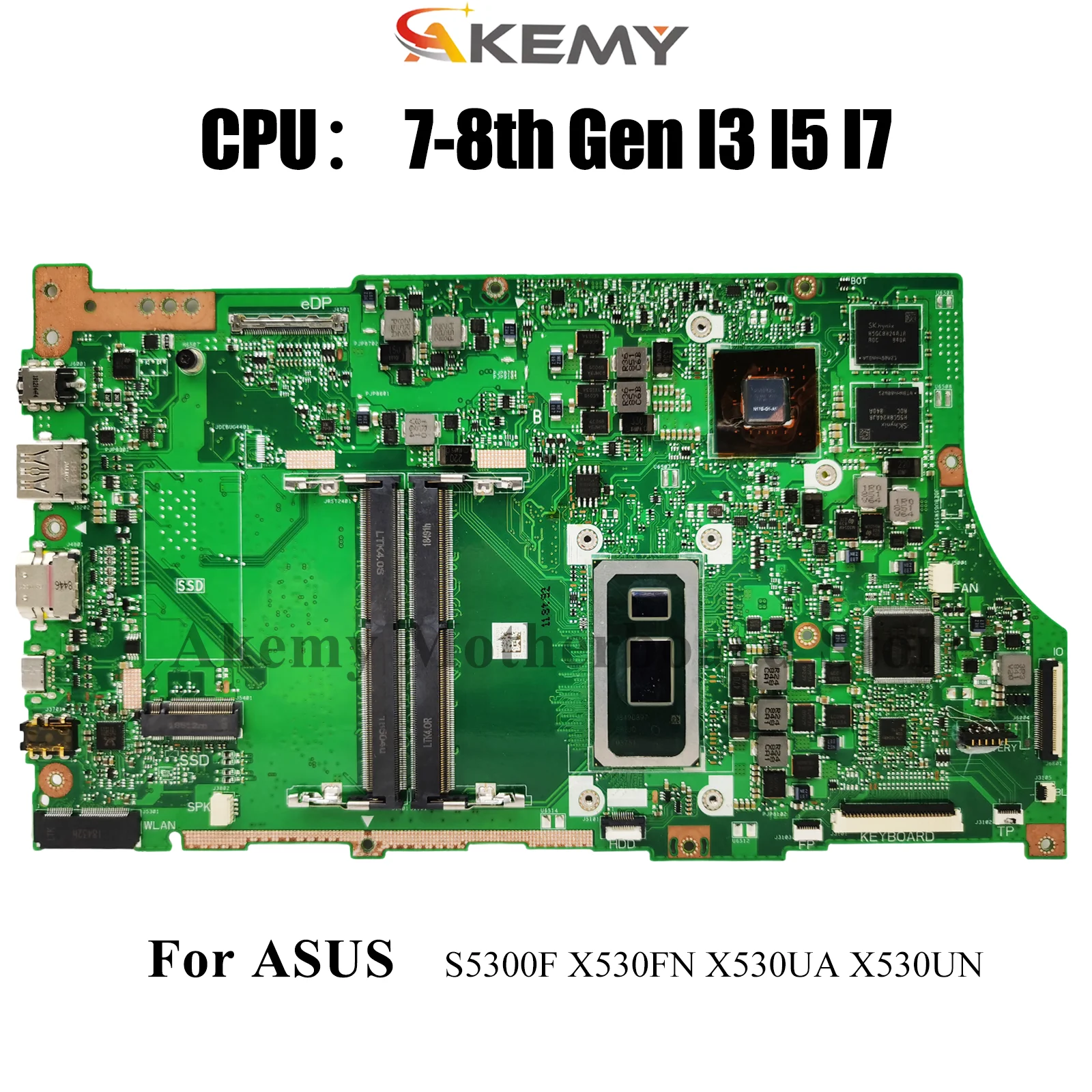 

X530FN Laptop Motherboard For ASUS VivoBook X530F X530UN X530UA X530FN S530F S5300F K530F Notebook Mainboard With I3 I5 I7 CPU
