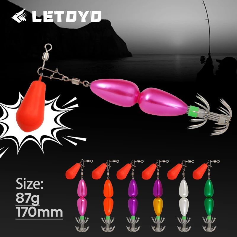 LETOYO 6pcs Octopus bait squid Jig Artificial bait EGING For Webfoot Octopus lure Cuttlefish fishing sea fishing lure