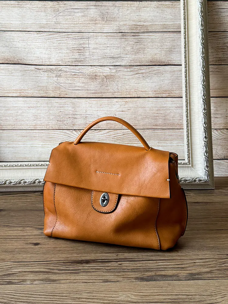 

Women's 2025 New Sle Top Layer Cowhide Leather Retro Versatile Commuter Casual Handbag Single oulder Slant Cross Mail Bag