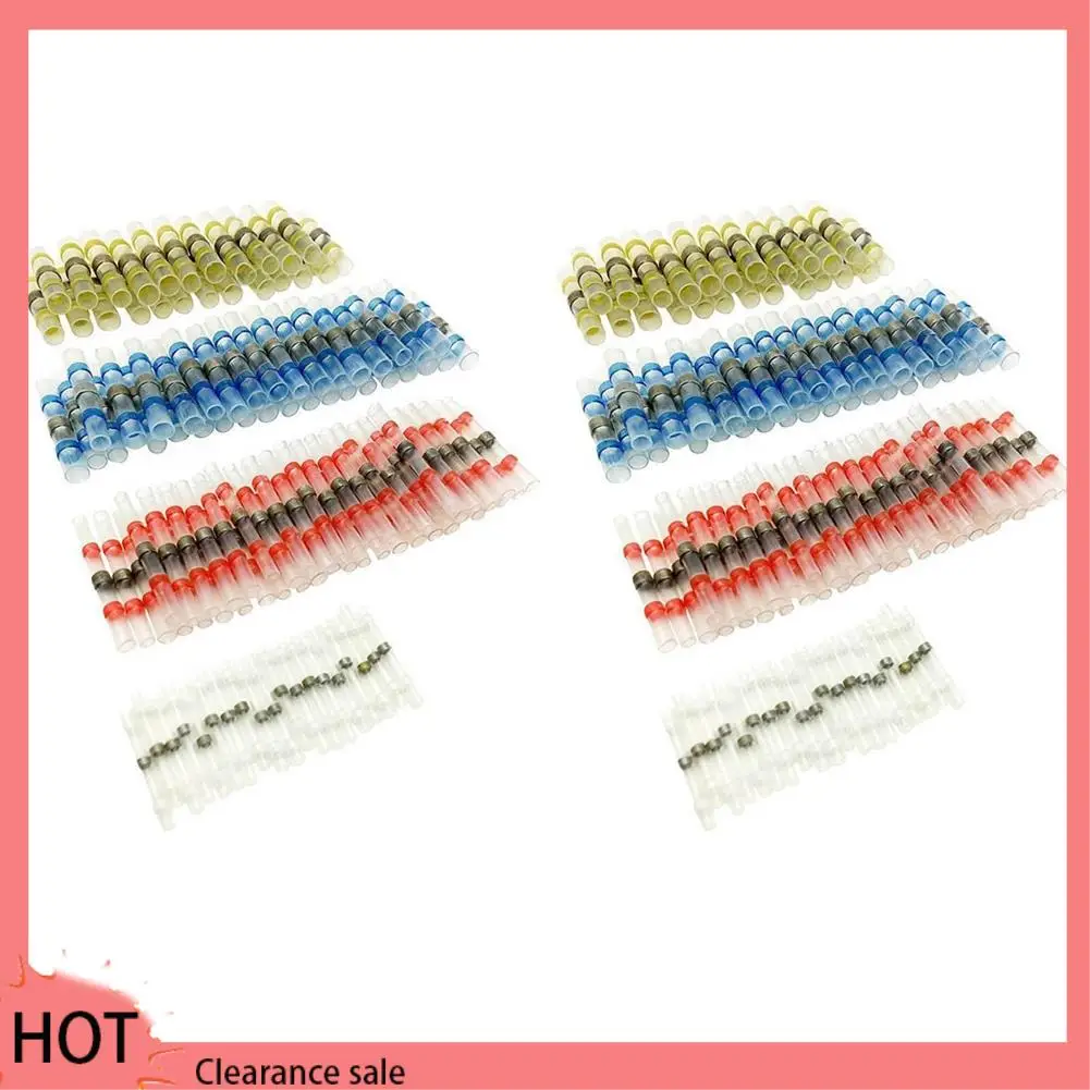 A88Z 200 peças de conectores de extremidade termo retrátil com vedação de solda terminais de cobre elétrico com caixa (70vermelho 60azul 50 branco 20 amarelo)